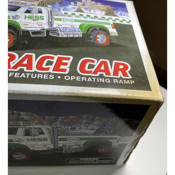 Hess 2011 White and Green Toy Truck & Pull Back Race Car Lights Sounds Ramp - Picture 3 of 14